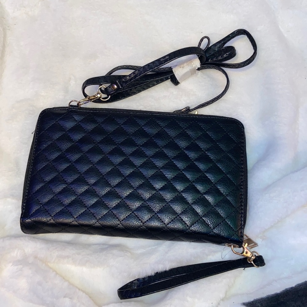 Black Faux Leather Clutch/Crossbody